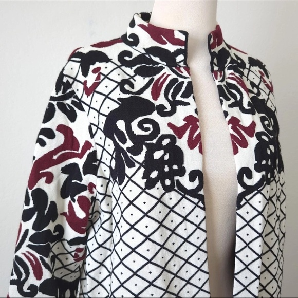 Chico's Black, White, and Red Patterned Cape - Picture 2 of 6